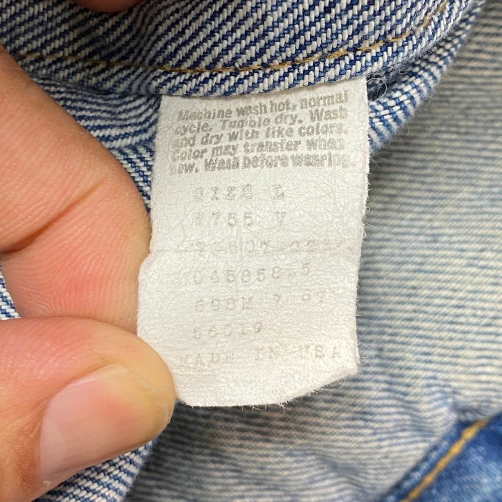 Levi's Denim Trucker Jacket Mens Large Blue Vintage 90s Made in USA 70507-0214 - Picture 10 of 12